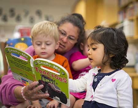 2 children reading with teacher - forms and documents